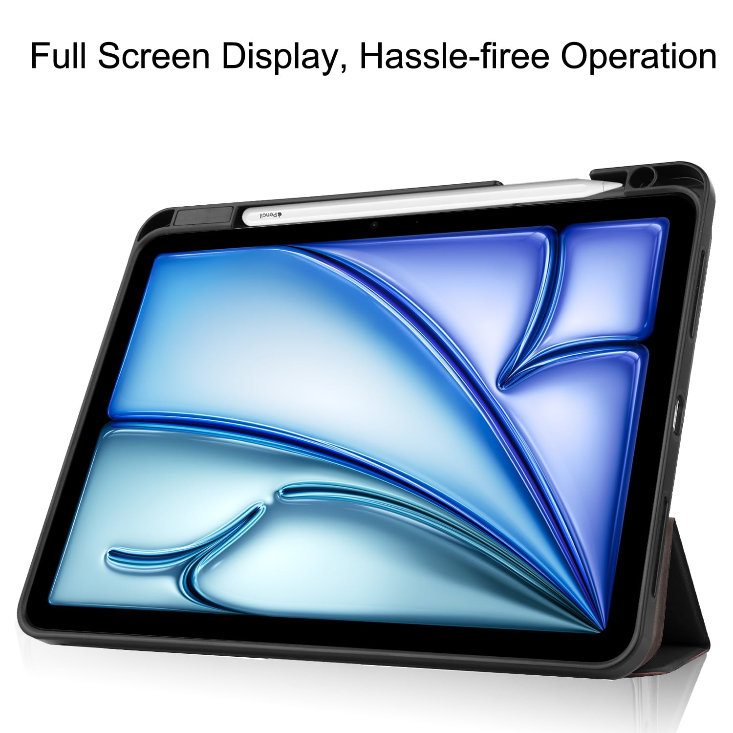 Allytechgroup iPad Air 11" M4 M3 M2 Case 2026 2025 2024, Slim Flip Smart Cover Auto Sleep Wake with Pencil Holder Multi Angle Veiwing Stand Shockproof Case for Apple iPad Air 11 inch, Black