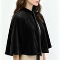 thumbnail image 6 of SAWOBUUN Velvet Capelet for Women Warm Short Cloak with Stand Collar Vintage Shawl for Halloween Evening Dress, 6 of 9