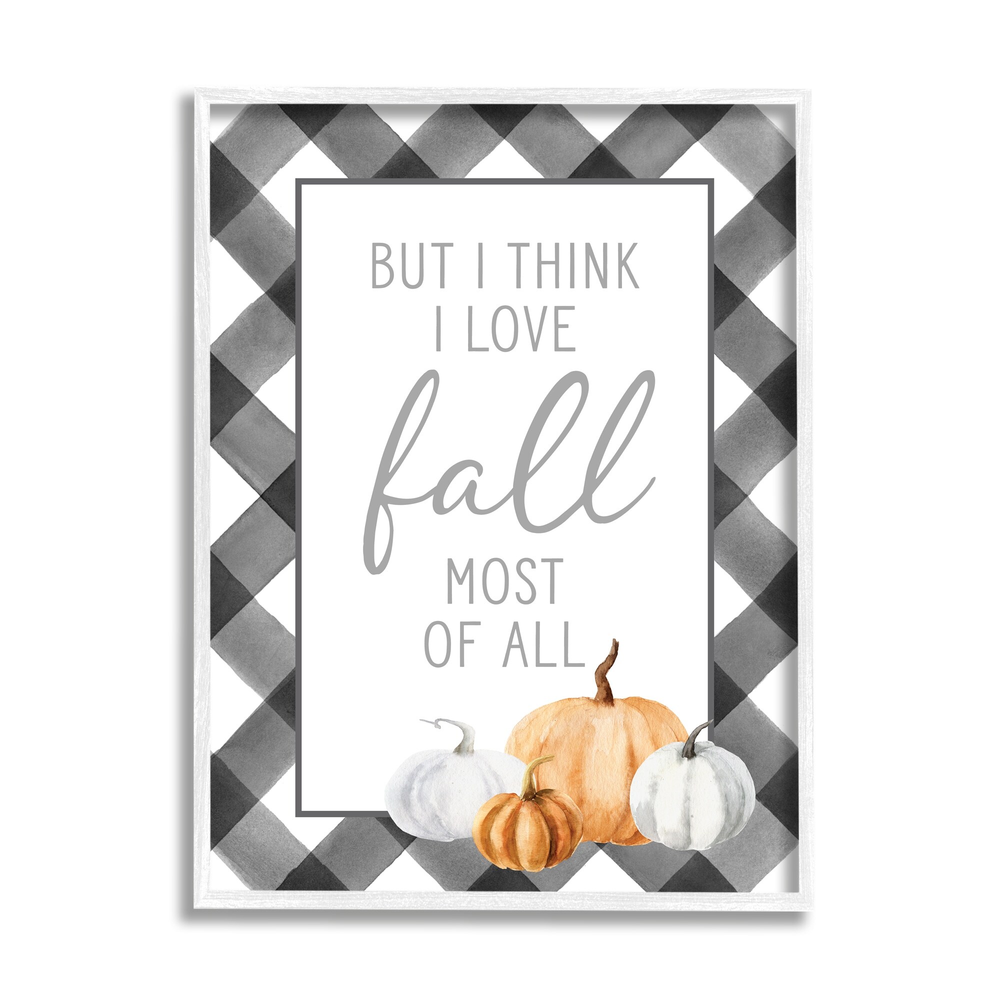Love Fall Festive Phrase Autumn Plaid Border Inspirational Graphic Art Framed Art Print Wall Art