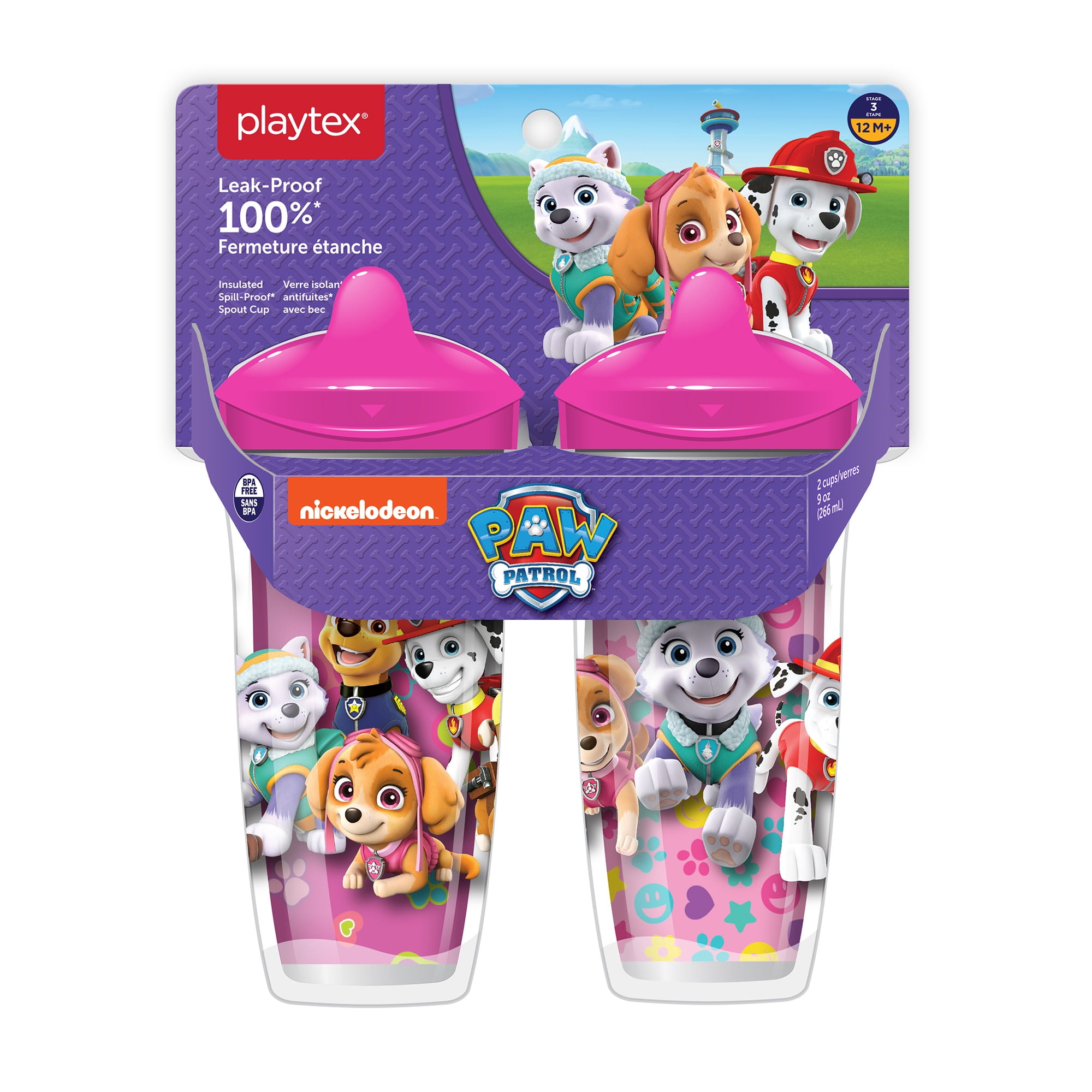 Pink Stage 2 12M+ 10 oz 3 Pack Paw Patrol Playtex 360 Degree Spoutless Cup 