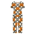 thumbnail image 4 of Womens Halloween Pajamas 2-Piece Halloween Pj Set Short Sleeve Top and 7/8 Pants Casual Outfit for Parties and Daily Wear Ginger 3XL, 4 of 5
