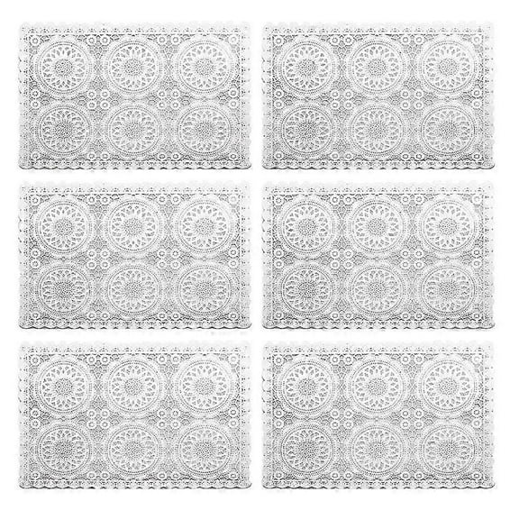 Plastic White Waterproof Placemats 6 Piece Set Compatible Dining Table Wipeable Cleanable Table Mats PVC Table Mats