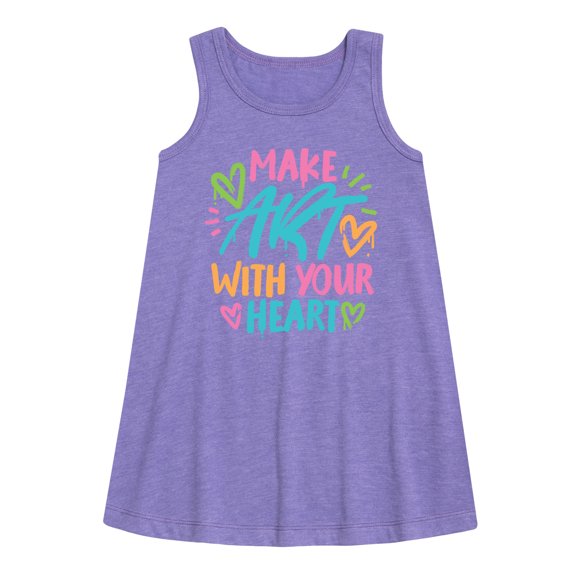 Instant Message - Make Art With Your Heart - Toddler & Youth Girls A-line Dress
