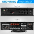 thumbnail image 2 of Pyle Bluetooth Home/PA Mixing Amplifier - Built-in USB Playback,Micro SD Card Reader,with BT/FM/Optical/Coaxial/Mic Inputs & Digital LED Display, 500 Watts, 2 of 3