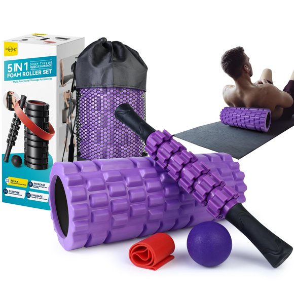 Set de foam roller Krightlink de 33 cm con pelota de masaje y banda de resistencia