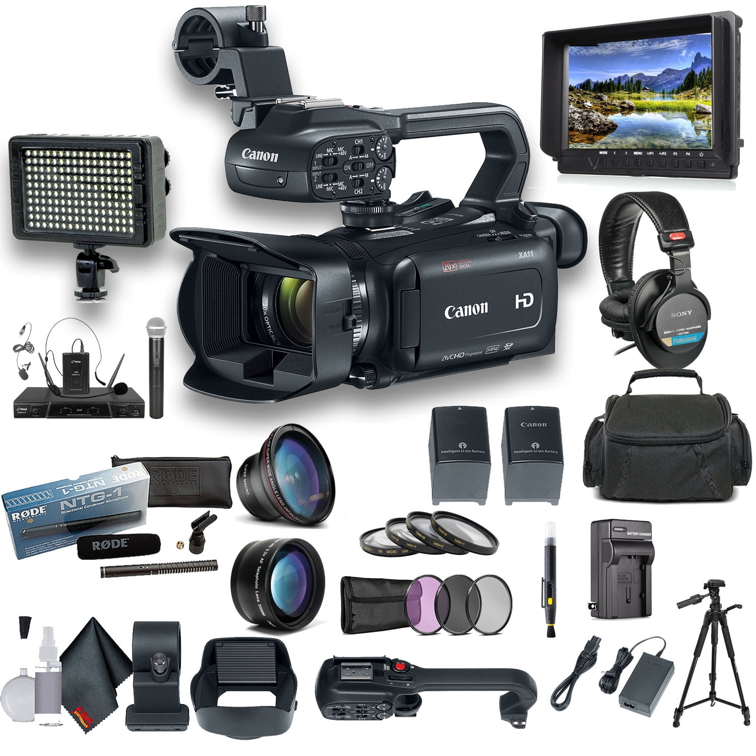 artículo voluntario impacto Canon XA11 Compact Full HD Camcorder with HDMI and Composite Output  FilmMaker Bundle. Includes Extra Battery, Case, LED Light, External  Monitor, Professional Mic, Sony Headphones, Tripod And More - Walmart.com