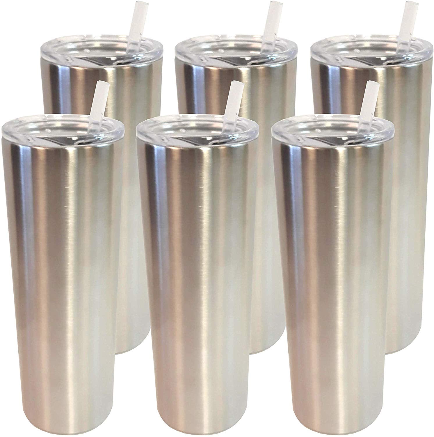Silver Stellar 20 Oz Skinny Steel 6 Pack Double Wall Stainless Tumbler