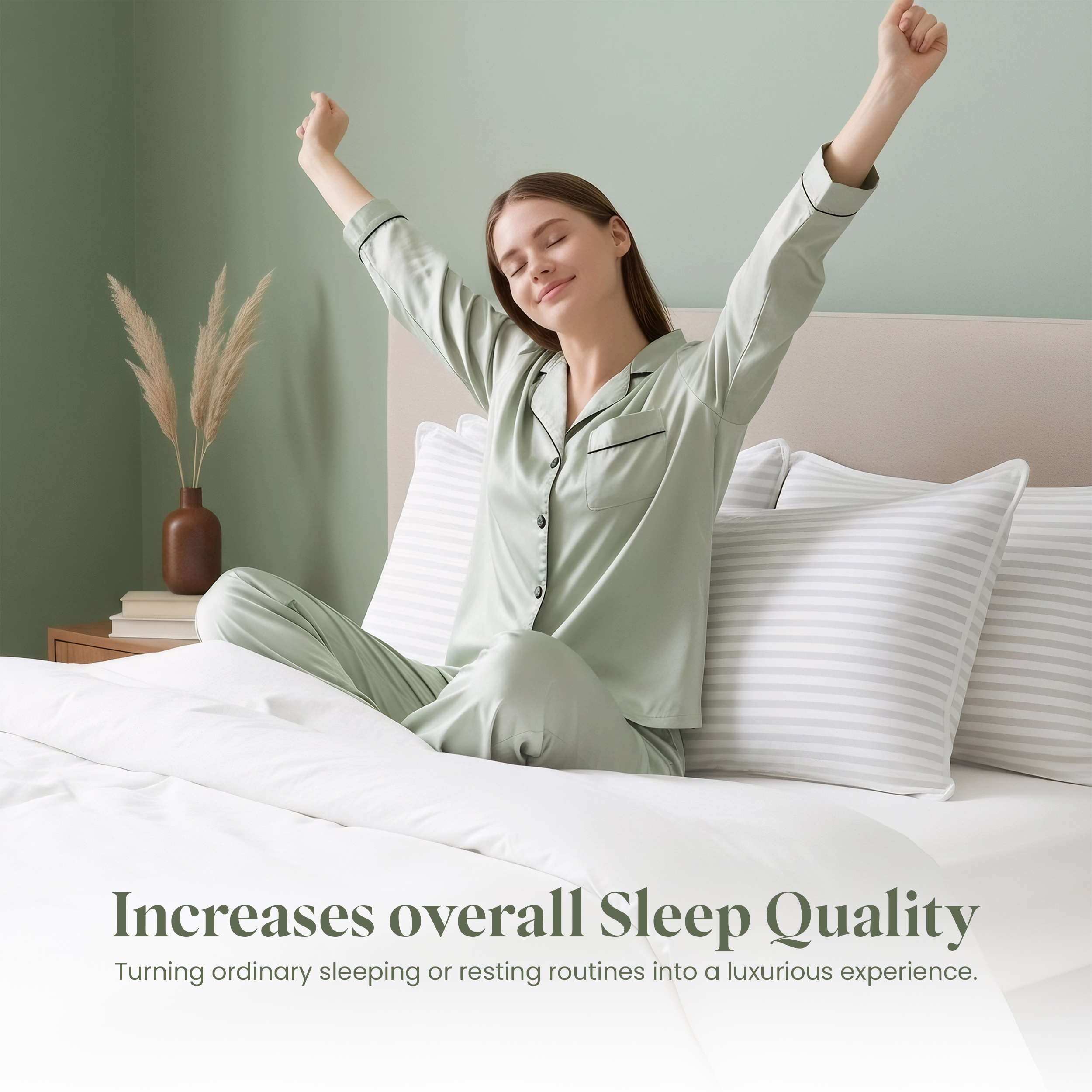 Utopia Bedding Bed Pillow with White Stripes - Set of 2 - Ultra Cozy & Relaxing For Adults, (Queen, 28"L x 20" W)