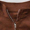 thumbnail image 3 of Chiccall Men's Quarter Zip Corduroy Sweatshirts Casual Mock Neck Ribbed Sweater Plus Size Fall Winter Warm Pullover Tops, 3 of 6