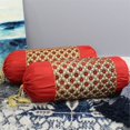 thumbnail image 2 of Natural Geo Gao Takiya Bolster Cylindrical Pillow in Red/Gold (Set of 2), 2 of 5