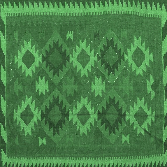 Ahgly Company Indoor Square Oriental Emerald Green Traditional Area Rugs, 6' Square