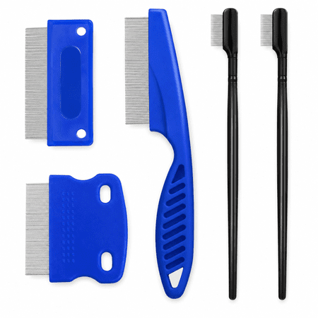 3 Pack Flea Comb and Lice Comb Set for Dogs and Cats, Fine Tooth Pet Grooming Combs with Stainless Steel Pins, White