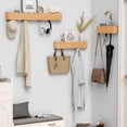 thumbnail image 6 of Coat Rack Wall Mount with Hidden Hooks, Wall Hooks with Shelf, Wall Key Holder Mount Wooden Shelf Entryway Hooks for Bedroom Bathroom for Hanging Coats Hats Dog Leashes Bags Towels, 6 of 7