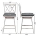 thumbnail image 6 of 2 Pieces 25 Inch Swivel Counter Height Barstool Set with Rubber Wood Legs, 6 of 8