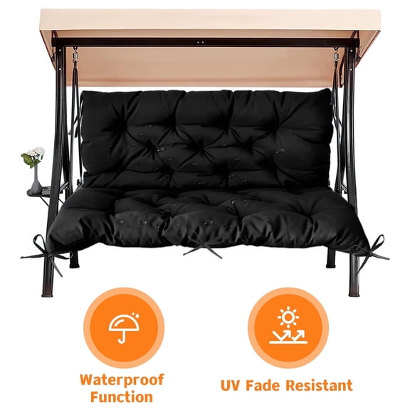 LCGOD Outdoor Swing Bench Cushion, 60 x 40 x 4 in, Waterproof & Fade Resistant Patio Seat Pad,Black