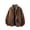 Brown, variant on WIZUTIZ Men's Casual Jacket Loose Patchwork Fake Two-Piece Plaid Collar Lapel Full Zip Long Sleeve Polyester Coat for Spring Winter Daily Commute Party Mens Fashion