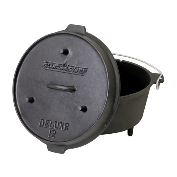 Camp Chef Four Hollandais Deluxe 12 - Four Hollandais en Fonte avec Couvercle et Lève-Couvercle pour Cuisine Intérieure et Extérieure - 9 1/3 Quarts