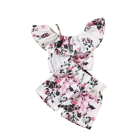 

QWERTYU Infant Baby Toddler Child Children Kids Clothing Set Summer Short Sleeve Outfits T Shirts and Set for Girl 9M-6Y