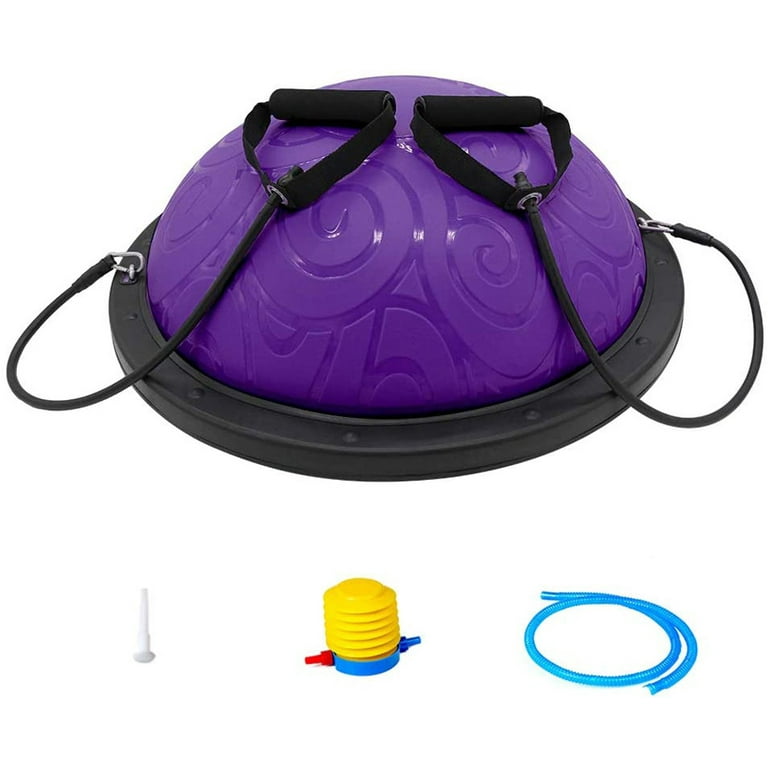Yoga Half Ball Balance Trainer Ball Balance Stability Half Ball with Resistance Bands Bonus Foot Pump for Yoga Fitness Strength Exercise Core