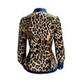 thumbnail image 7 of Piebxs Women's Leopard Print Denim Shirt – Button Front Contrast Detail Casual Everyday Wear, Trendy Animal Print Jean Jacket Shirt, Fitted Long Sleeve Denim Blouse, 7 of 7