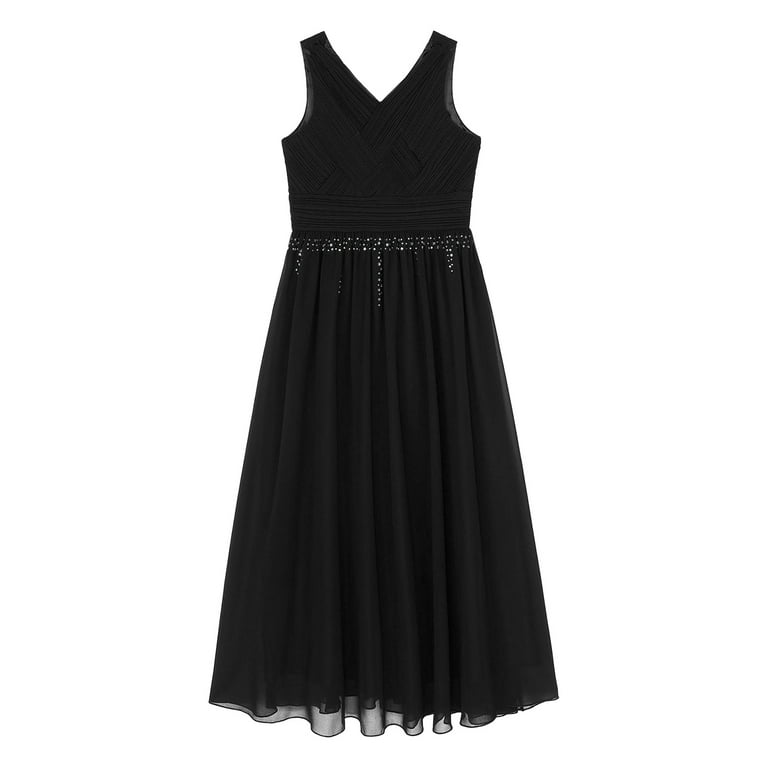 black beaded bridesmaid dresses Elegant Black Beaded Evening Gown with Flutter Sleeves | V-Neck Formal Dress