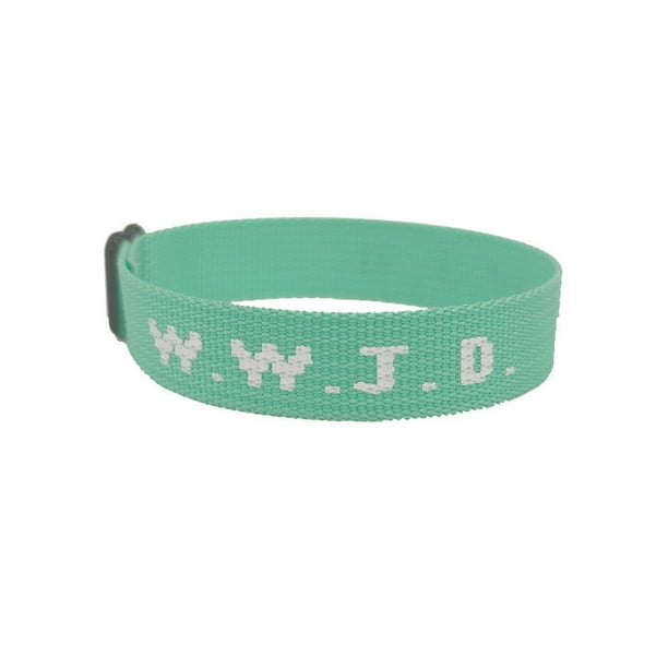 Pulsera con estampado de letras en jacquard y correa para la muñeca, pulsera unisex WWJD, pulsera ajustable