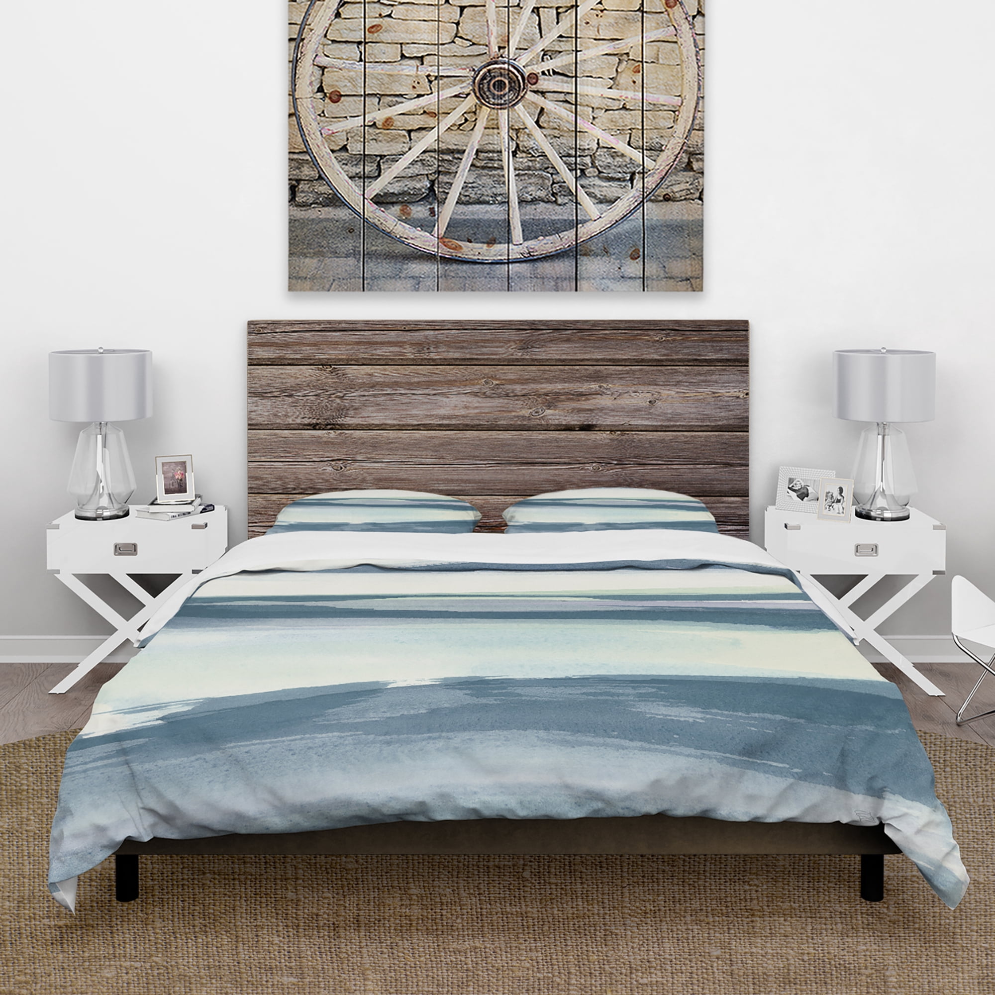 Designart 'Mint Indigo Dawn II' Cottage Duvet Cover Set