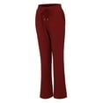 thumbnail image 5 of Plus Size Pants Women Cotton and Linen Solid Drawstring Elastic Waist Long Straight Pants, 5 of 6