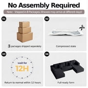 Cubente 134.7 Modular Cloud Sectional Sofa, Cloud Boneless Couch No Assembly Required U-Shaped Couches with Chaises, Oversized Sofa with 4 Seats for Living Room