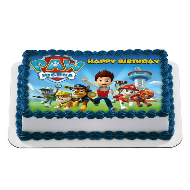 Paw Patrol Quarter Sheet Edible Photo Birthday Cake Topper Personalized 1 4 Sheet Nbsp Walmart Com