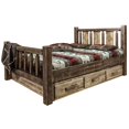 thumbnail image 3 of Homestead Collection King Storage Bed w/ Laser Engraved Wolf Design, Stain & Clear Lacquer Finish, 3 of 10