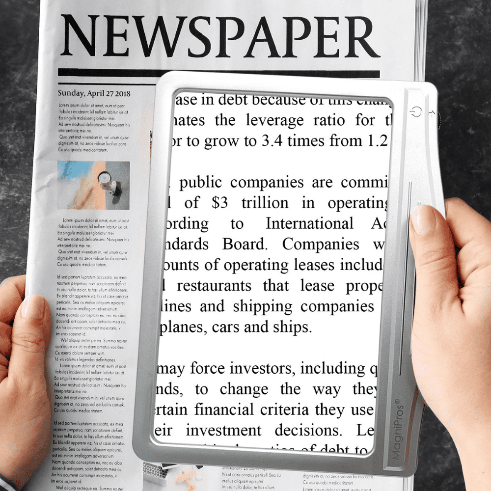 MAGNIPROS Large LED Page Magnifier with Anti-Glare Lens & 3 Color Light Modes – Ideal for Reading Small Print, Books, Magazines & Newspapers