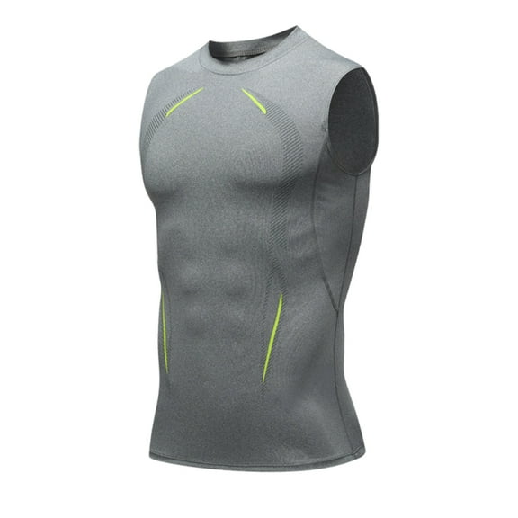 Zylanna Men's Sleeveless Muscle Shirt, Solid Color Moisture-Wicking Quick-Dry Crew Neck Gym wear Tank Tops for Sport Gray