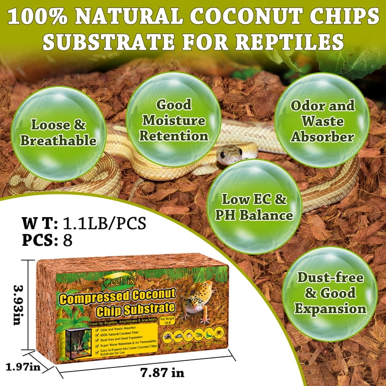 ZeeDix, Compressed Coconut Chips, 8Pcs, Natural Coconut Husk