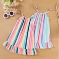 thumbnail image 2 of Robe Sans Manches pour Filles Tout-Petits Fête de Vacances Robe Rayée Danse Fête Princesse 2 Pcs, 2 of 7