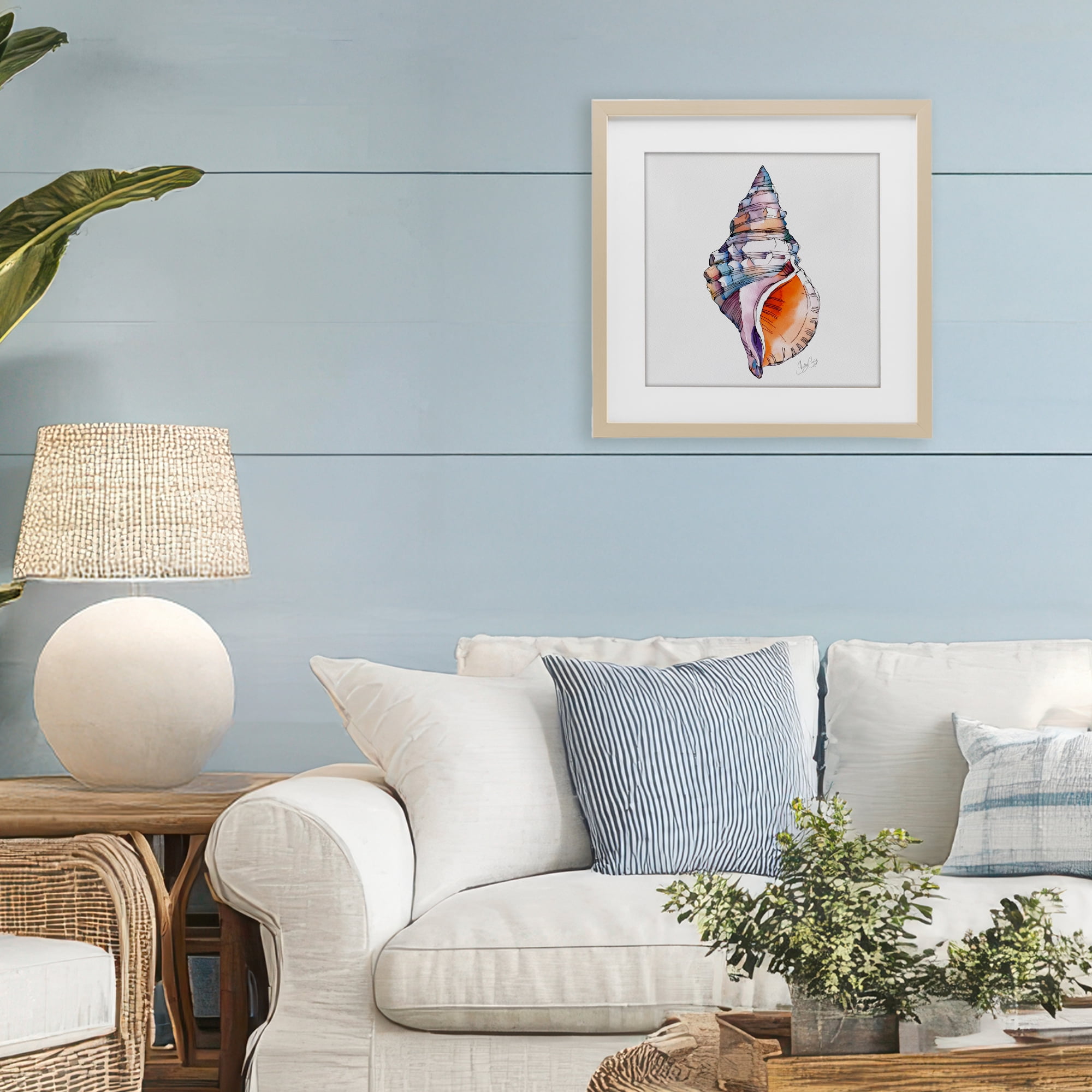 Stupell Industries Sunrise Conch Shell Birch Framed Print Under Glass, design by Shelly Craig