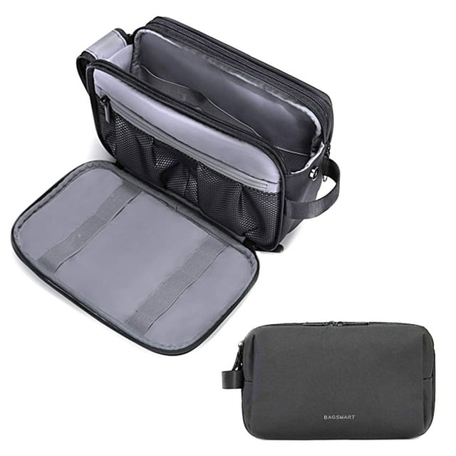 1 bolsa de cosméticos repelente al agua, color gris.