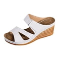 thumbnail image 6 of Rokment Wedges Dress Sandals for Women Ladies 2026 Summer Fashion Casual Leather Open Toe Platform Dressy Slip on Ladies Orthotic Arch Support Chunky High Heels Beach Slides F Size 7.5, 6 of 7