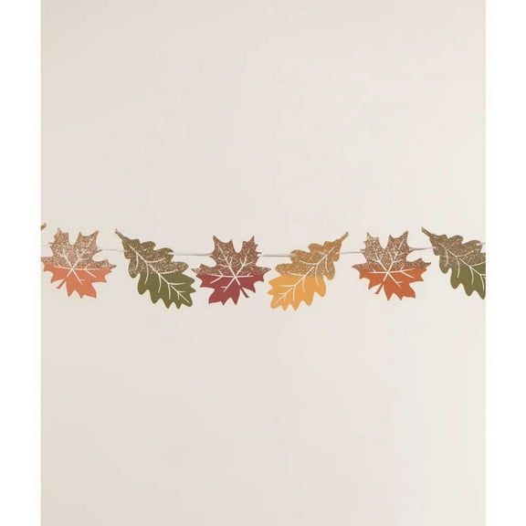 Fall Fall Harvest Leaf Garland Mdf Autumn Glittered Thanksgiving Rl0846