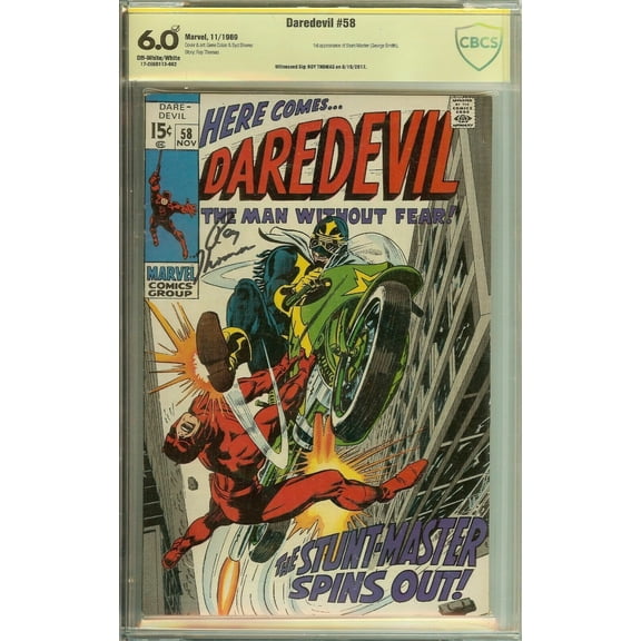 Collectible Marvel Comics Daredevil #58 CBCS 6.0 Signed Roy Thomas