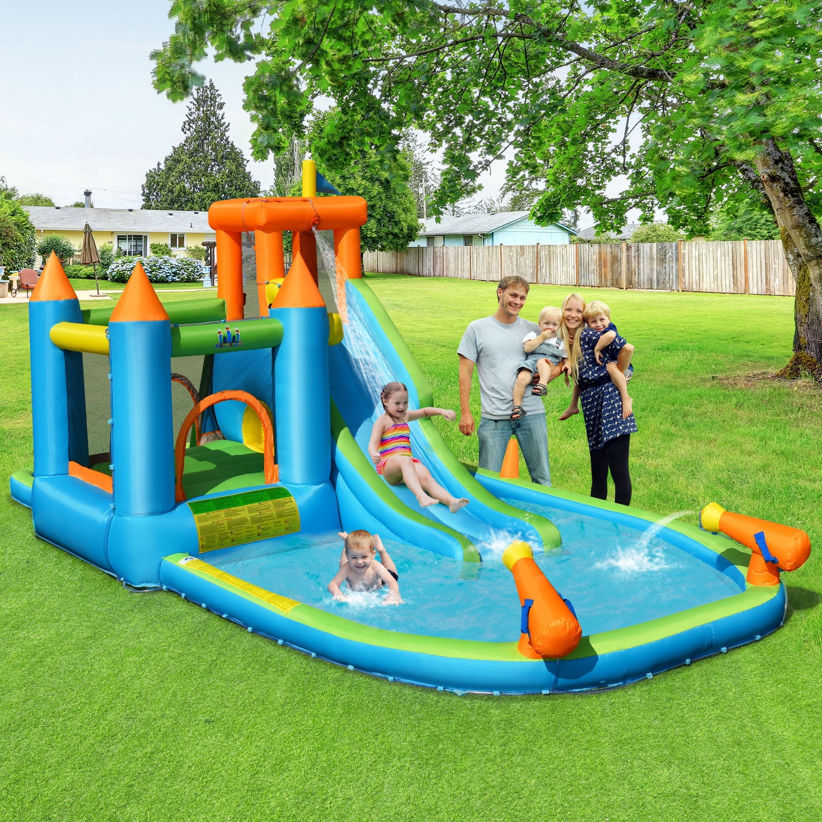 Infans Bountech Inflatable Water Slide Kids Bounce House Splash Pool without Blower