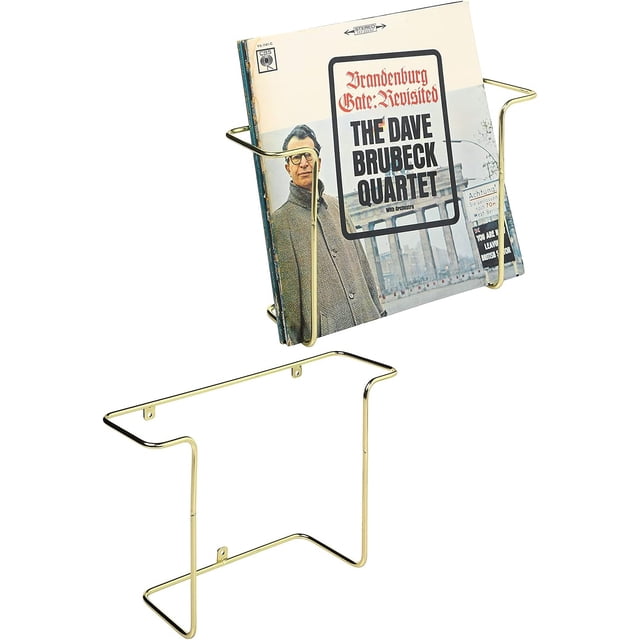 Modern Metal Wire Wall Mounted Vinyl Records Storage Racks Hanging LP Record Holders Floating Album Cover Display Shelves Set of (Brass)