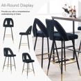 thumbnail image 5 of Velvet Fabric Bar Stools, 29.5" Bar Stool with Back, Metal Legs, Footrest, Kitchen Bar Chair for Home Island Breakfast, Bar Stools with Nailheads and Gold Tipped Black (Set of 8), 5 of 8