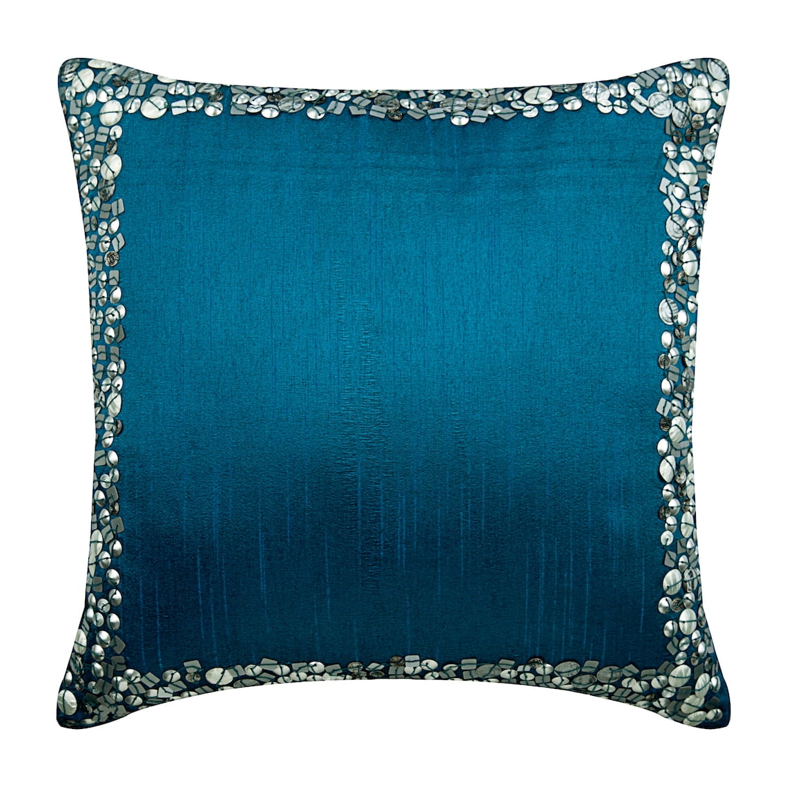 Toss Pillow Cover Decorative Royal Blue Pillow Covers 16x16 inch 40x40 cm Silk Accent Throw Pillows Bordered Sequins Embellished Modern Couch Pillow Cases Royal Blue Silver Walmart