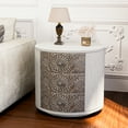 thumbnail image 3 of FOROUTIA Vintage Nightstand with 3 Drawer,Light Grey MDF Storage Cabinet for Bedroom,Living Room, 3 of 8