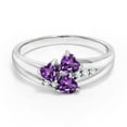 thumbnail image 2 of Gem Stone King 925 Sterling Silver Purple Amethyst and White Created Sapphire 3-Stone Ring for Women (0.83 Cttw, Heart Shape 4MM, Gemstone February Birthstone, Size 6), 2 of 5