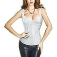 thumbnail image 2 of ICHUANYI Ladies Stylish Striped Double Shoulder Strap Court Corset Brocade Corset Flash Deals 2024, 2 of 8