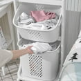 Rolling Laundry Hampers 2 Tier Laundry Baskets Dirty Clothes Hamper with Wheels White Portable