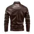 thumbnail image 3 of Ticikt Mens Leather Jacket Motorcycle Black Biker Jackets Vintage Faux Leather Outwear Casual Lightweight for Spring Fall,Color:Brown,L, 3 of 4