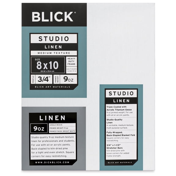 Blick Studio Linen Stretched Canvas - 8" x 10", Traditional 3/4" Profile